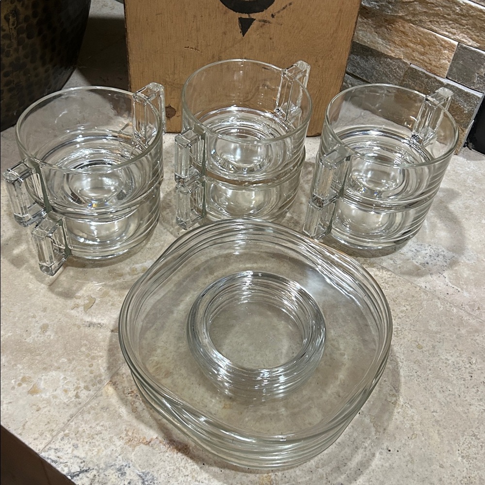 Vintage Joe Colombo Arno Glass Soup Mug Cups Made in Italy